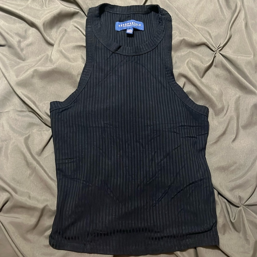 Ribbed high neck tank top